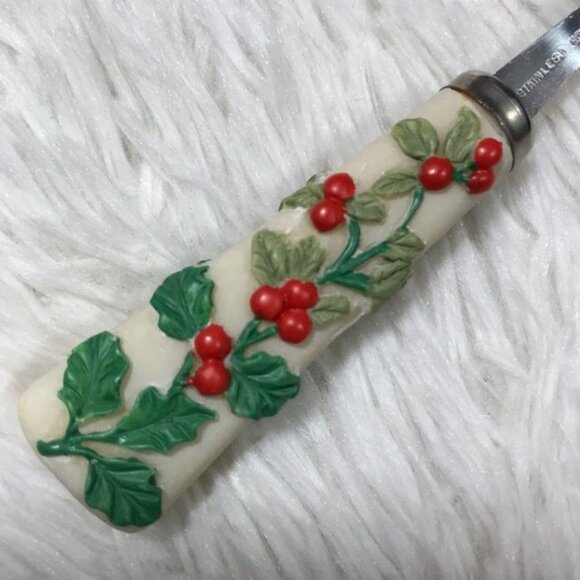 NWOT Vintage Pfaltzgraff Winterberry Christmas 2000 Hors d'oeuvre Tray with Fork - Picture 7 of 13